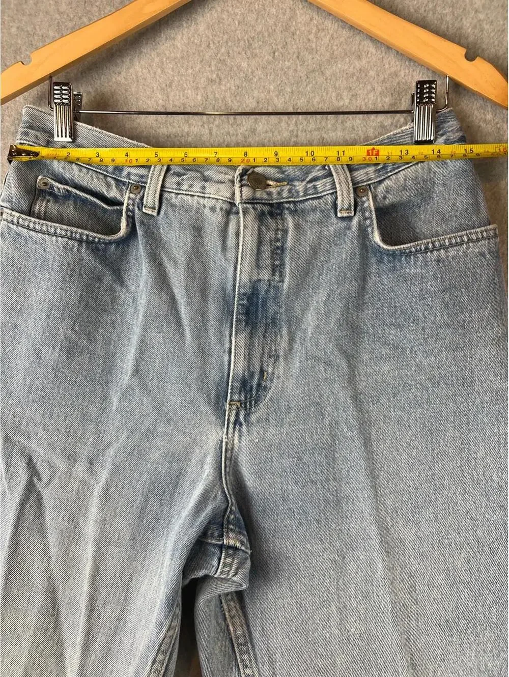 Lands End Denim Jeans Women Size 12 High Waist Straight Pants Light Wash